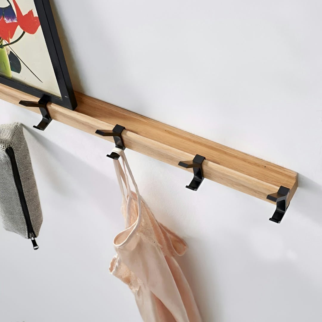 Coat Rack Wall Mounted Wooden Hook Organizer Shelf - Image 3