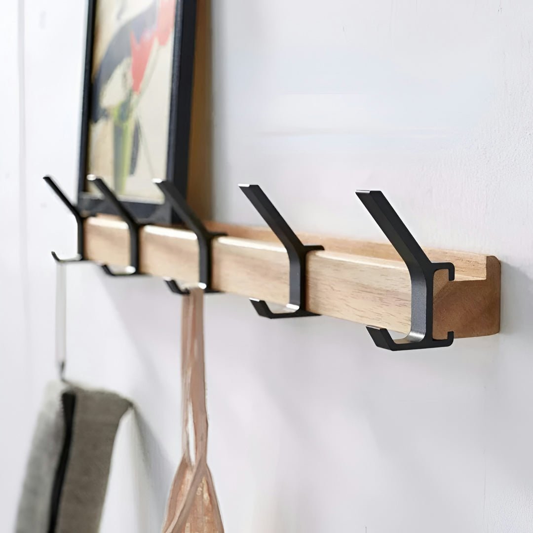 Coat Rack Wall Mounted Wooden Hook Organizer Shelf