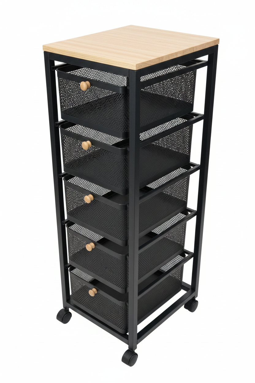 5-Layer Flexible Rolling Kitchen/Office Organizer – Black
